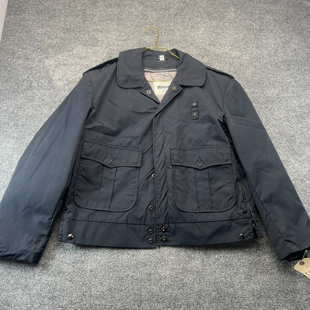 Vintage Blauer Thinsulate 3M Police Uniform Jacket Men 42R Black Snap Inside Zip